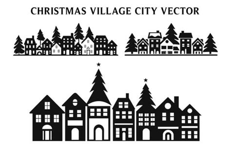 Christmas Village Silhouette Vector Art, Icons, and Graphics for Free ...