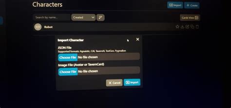 How do I import characters to Agnai.chat? TavernAI only exports webp, and I don't know how or ...