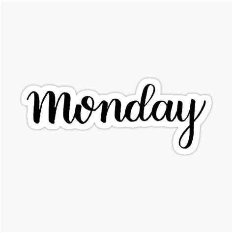 "Monday Calligraphy Label" Sticker for Sale by the-bangs | Redbubble