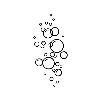Vector Line Bubbles Of Fizzy Drink Isolated On White Background Doodle Style Stock Illustration ...