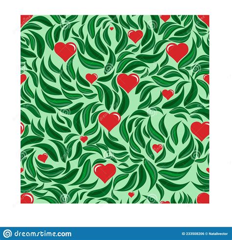 Heart Pattern Background Icon with Leaves in Spring Colors Stock Vector - Illustration of ...