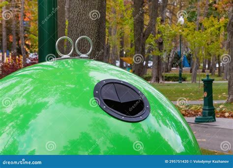 Modern Large Green Trash Can in a City Park Stock Photo - Image of ecology, trash: 295751420