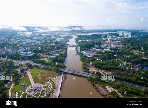 Aerial view of Bandar Seri Begawan, the capital of Brunei; Bandar Seri ...