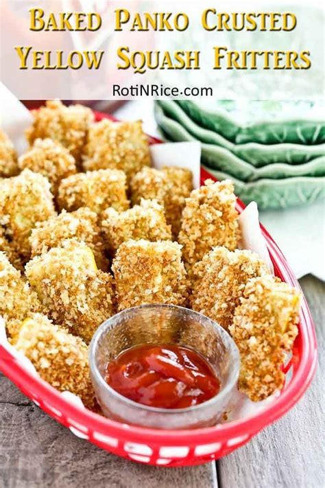 These Baked Panko Crusted Yellow Squash Fritters are a tasty alternative to french fries. Easy ...