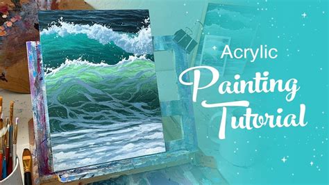 Acrylic Painting Tutorial - Teal Ocean Waves | Painting tutorial ...