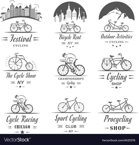 Set vintage cycling and bicycle sign badges Vector Image