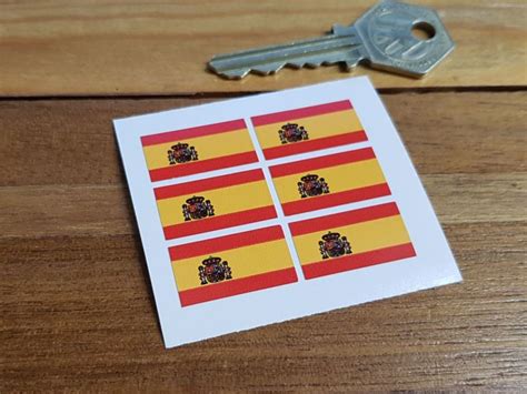 Spanish Spain Flag Small Coloured Stickers. Set of 6. 25mm.