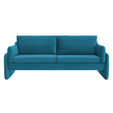 Clapham 3-Seater Sea Blue Velvet Fabric Sofa