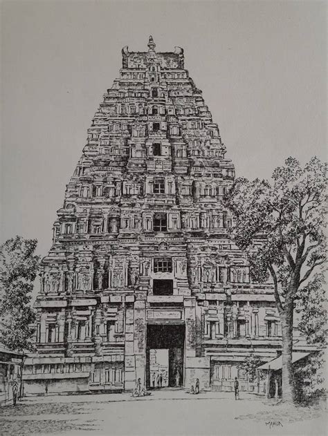 Virupaksha Temple Hampi Drawing by Mahua Pal | Saatchi Art