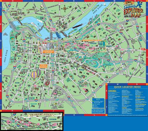 Louisville attraction map - Map of Louisville attraction (Kentucky USA)