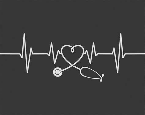 Black Heart Stethoscope SVG