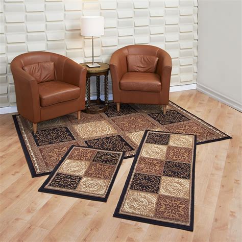 Achim Home Furnishings Capri 3-Piece Rug Set, Sarouk Squares : Amazon ...