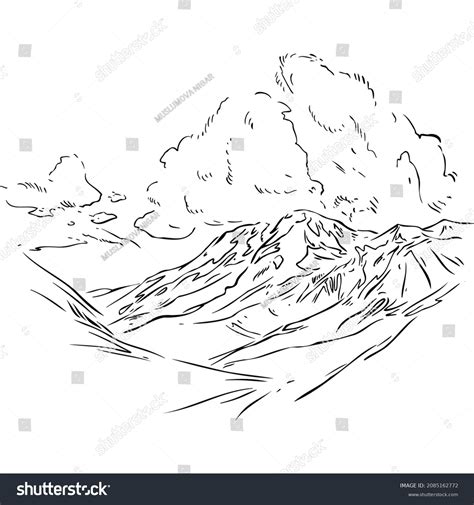 Mountains Big Clouds Sketch Vector Illustration Stock Vector (Royalty Free) 2085162772 ...