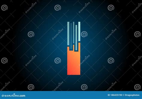 Orange Blue I Alphabet Letter Logo Icon for Company and Business with Line Design Stock Vector ...