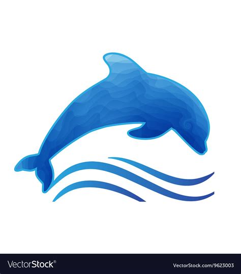 Blue dolphin styled with waves Royalty Free Vector Image