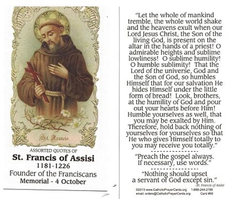 St. Francis of Assisi Prayer Card (RR334-FRANCIS)