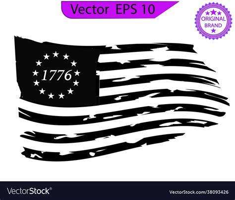 Betsy ross 1776 13 stars distressed us flag Vector Image