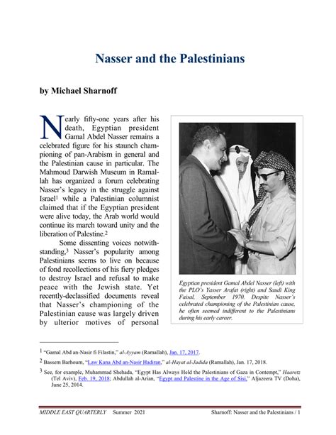 (PDF) Nasser and the Palestinians