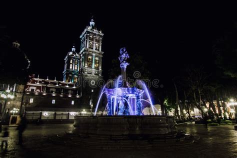 Zocalo Puebla Mexico, Principal Square at Night in a Mexican Colonial ...