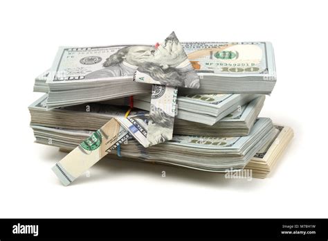 Isolated 100 US dollar Bills Stack stock photo Stock Photo - Alamy