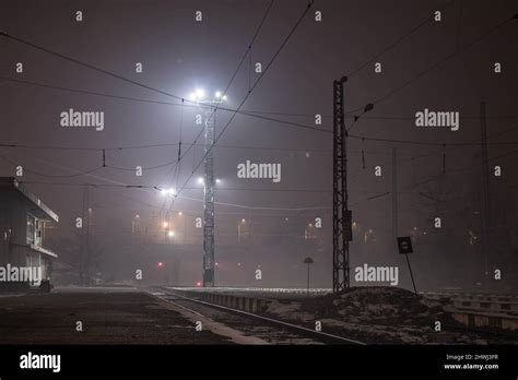 Train yard shots at night Stock Photo - Alamy