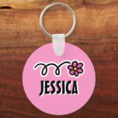 Personalized keychain for girl | Pink daisy flower | Zazzle
