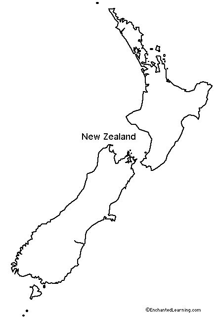 Outline Map Research Activity #1: New Zealand - EnchantedLearning.com