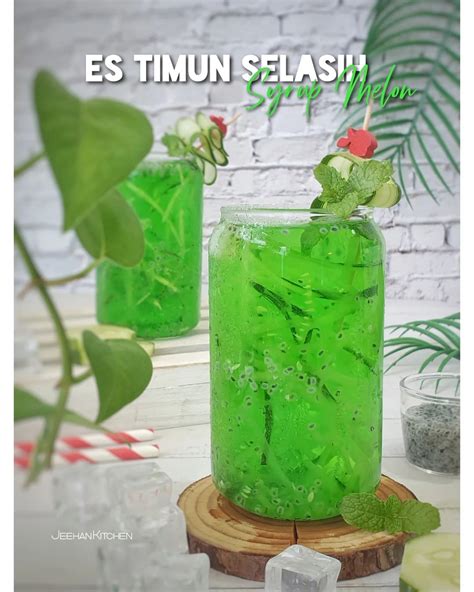 Resep Es Timun Selasih Syrup Melon dari @jeehan_kitchen