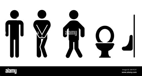 Funny cartoon Stick figures or stickman and toilet logo. Restroom or bathroom for running man or ...