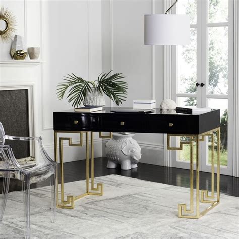 Safavieh Couture High Line Collection Valeria Lacquer Black/ Gold Writing Desk | American home ...