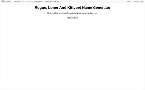 Rogue, Loner And Kittypet Name Generator