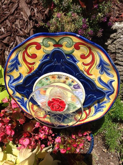 Colorful Plate Flower with Red Rose Center