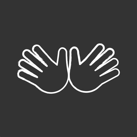 Open hands chalk icon. Jazz hands emoji. Hug gesture emoticon. Isolated ...