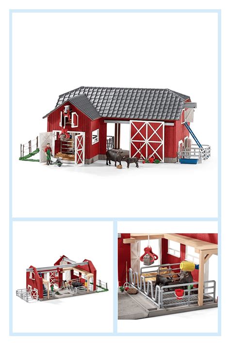 Schleich Farm World Large Red Barn With Animals Toy Figure Set Multi ...