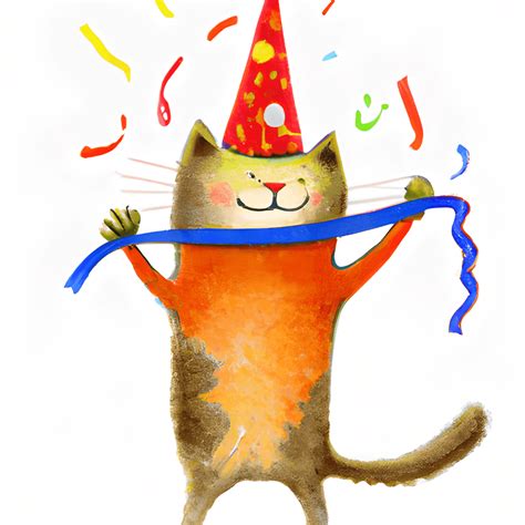 Happy Cat Celebration Graphic · Creative Fabrica