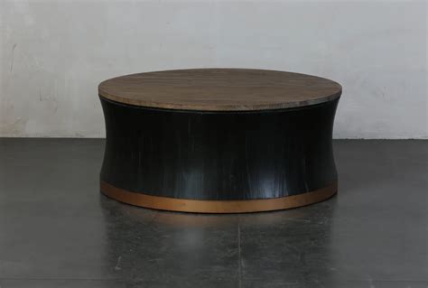Round Black + Brass Drum Coffee Table | Living Spaces