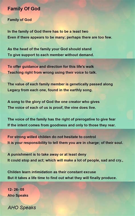 Family Of God - Family Of God Poem by AHO Speaks