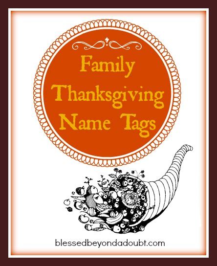 FREE Family Thanksgiving Name Tags - Blessed Beyond A Doubt