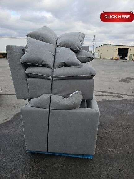 Sectional sofa 3pc grey fabric - Rideau Auctions