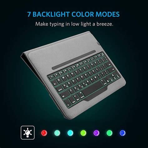 Anker Backlit iPad Air 2 Keyboard Case with 7 Backlight Color Modes ...