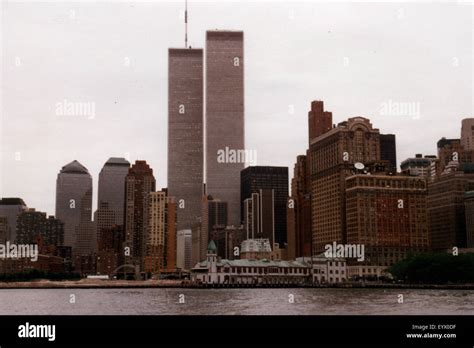 JULY 1995 - NEW YORK: the skyline of Manhattan with the Twin Towers of the World Trade Center ...