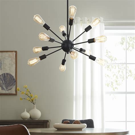 BELLEZE Sputnik Chandelier Mid Century Modern Pendant 12 Light Rustic ...