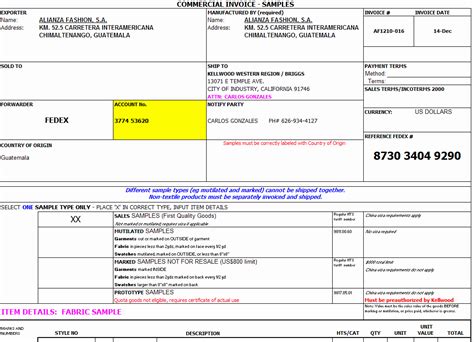 Free Commercial Invoice Template