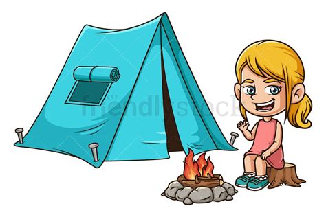 Girl Camping Cartoon