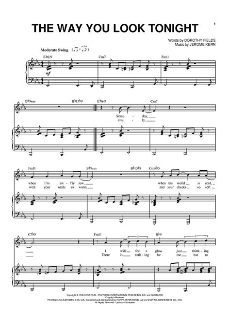 The Way You Look Tonight" Sheet Music by Frank Sinatra for Piano/Vocal ...