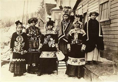 Tlingit Clothing for Women | Tlingit women pose in ceremonial dress, Alaska, ca. 1910-1923 ...