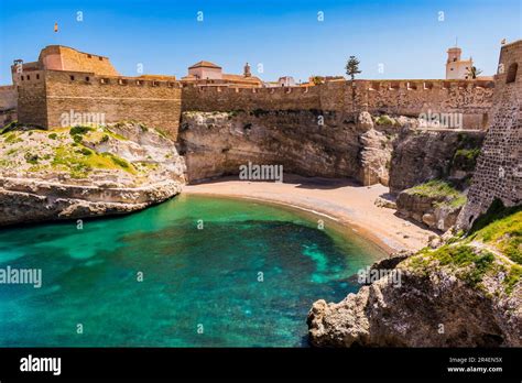 Cove and beach of the Galapagos under the cliff. Melilla, Ciudad Autónoma de Melilla, Spain ...