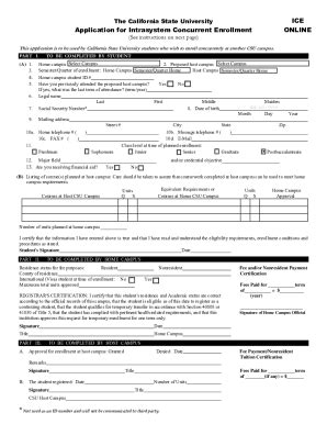 Fillable Online The CSU Application for Intrasystem Concurrent Enrollment Fax Email Print ...