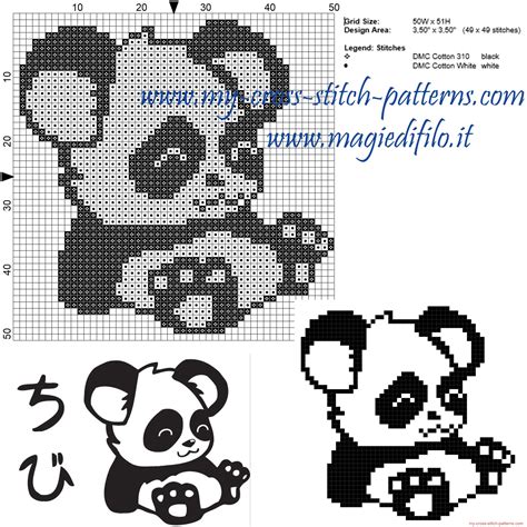 Little panda cross stitch pattern 2 - free cross stitch patterns simple unique alphabets baby