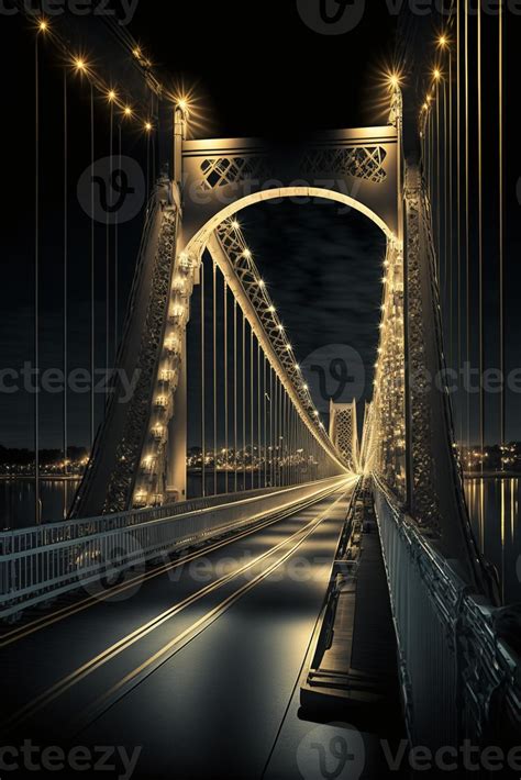 Illustration of bridge. Night view. Generative Ai. 22758328 Stock Photo ...